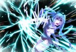  aqua_eyes aqua_hair bad_id bandage bandages hatsune_miku highres lightning long_hair open_mouth paparins solo torn_clothes twintails very_long_hair vocaloid 