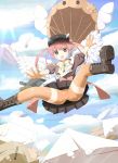  boots envelope falling gloves highres mailman original parachute pink_hair rapids_(opsc) shorts_under_skirt tears thigh-highs thighhighs twintails wings 