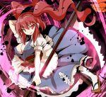  breasts cleavage gibuchoko onozuka_komachi open_mouth red_eyes red_hair redhead scythe solo touhou twintails 