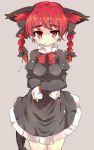  animal_ears bad_id blush braid cat_ears cat_tail crying dress extra_ears highres kaenbyou_rin multiple_tails randousiki red_eyes red_hair redhead smile solo tail tears touhou twin_braids 