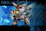  armor character_name chibi geta helmet letterboxed male memento_vivi origami_cyclone shuriken superhero tabi tiger_&amp;_bunny weapon zoom_layer 