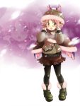  adapted_costume animal_ears black_legwear blush boots earrings hat highres jewelry mystia_lorelei nise_nanatsura nisenana open_mouth pantyhose pink_hair short_hair single_earring snowing solo sweater touhou wings winter_clothes yellow_eyes zoom_layer 