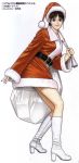  boots brown_hair fatal_fury hat high_heels king_of_fighters lips long_hair mori_toshiaki official_art sack santa_costume santa_hat shinkiro shiranui_mai shoes snk solo 