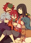  3boys bad_id bird blue_hair brother_and_sister inazuma_eleven inazuma_eleven_(series) kira_hitomiko kiyama_hiroto long_hair multiple_boys multiple_girls nagumo_haruya open_mouth penguin red_hair redhead short_hair siblings suzuno_fuusuke urubida white_hair yellow_eyes yui_ko 