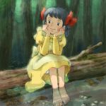  akage_no_anne anne_of_green_gables barefoot bow diana_barry dress feet feet_in_water forest hair_bow hair_rings lowres nature sakai_yume sitting smile soaking_feet solo sunlight tegaki tree water world_masterpiece_theater yellow_dress 