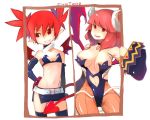  belt breasts collar disgaea etna flat_chest gomtang la_pucelle large_breasts legs makai_senki_disgaea maou_prier microskirt multiple_girls pantyhose pointy_ears prier red_eyes red_hair redhead short_hair signature skirt thigh-highs thighhighs thighs 