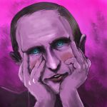  blue_eyes blush caricature chama_(painter) copyright_request face formal glowing glowing_eyes hands hands_on_own_cheeks hands_on_own_face lips male mirai_nikki open_mouth parody pink_background politician short_hair simple_background smile solo suit vladimir_putin yandere_trance 