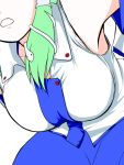  armpits breasts close-up detached_sleeves green_hair head_out_of_frame kochiya_sanae simple_background snake solo touhou white_background yuzukineko 