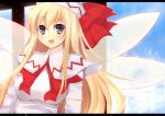  blonde_hair blue_eyes hat highres letterboxed lily_white long_hair nmaaaaa solo touhou wings 