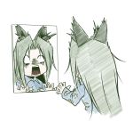  animal_ears cat_ears comic crescent hellshock kemonomimi_mode long_hair mima mirror no_hat no_headwear open_mouth pajamas reflection silent_comic simple_background solo star sun_(symbol) surprised touhou touhou_(pc-98) 