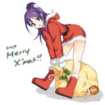  2girls candy_cane character_doll christmas futari_wa_precure_splash_star half_updo hyuuga_saki merry_christmas mishou_mai multiple_girls precure purple_eyes purple_hair santa_costume uno_(uso) unou_(u.s.o.) violet_eyes 