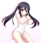  black_hair brown_eyes iray k-on! long_hair nakano_azusa one-piece_swimsuit school_swimsuit solo swimsuit twintails white_school_swimsuit 