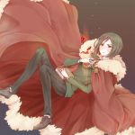  androgynous bad_id black_hair blush cape command_spell falling fate/stay_night fate/zero fate_(series) green_eyes green_hair male necktie short_hair sobame_shi_o solo waver_velvet 