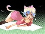  +_+ 1girl alternate_costume animal_ears black_legwear casual cat_ears cat_tail fang highres kemonomimi_mode multicolored_hair nia_teppelin short_hair solo tail tengen_toppa_gurren_lagann thigh-highs two-tone_hair young yukimitsuki 