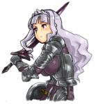  aouma armor breasts face idolmaster long_hair purple_hair shijou_takane solo sword weapon 