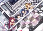  4girls akemi_homura album_cover beatles beret black_hair blonde_hair blue_eyes blue_hair bow cape checkered cover drill_hair gloves goddess_madoka grin hair_bow hair_ribbon hat highres kaname_madoka long_hair magical_girl mahou_shoujo_madoka_magica miki_sayaka minazuki_(karashikazoku) multiple_girls parody petals pink_hair ponytail purple_eyes red_eyes red_hair redhead reflection ribbon sakura_kyouko short_hair smile soul_gem spoilers the_beatles tomoe_mami twin_drills ultimate_madoka v violet_eyes yellow_eyes 