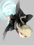  ahoge bad_id blonde_hair fate/stay_night fate/zero fate_(series) formal fumiko_(throughx2) green_eyes invisible_air long_hair pant_suit perspective ponytail running saber simple_background suit sword weapon 
