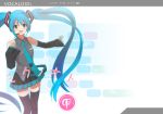  bad_id detached_sleeves hatsune_miku long_hair madara_sai necktie open_mouth skirt solo thigh-highs thighhighs translation_request twintails very_long_hair vocaloid 