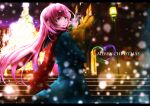  bad_id bag blue_eyes breath christmas coat long_hair megurine_luka museum2088 outdoors pink_hair smile snow solo vocaloid winter 