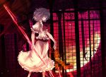  asagi_shii blue_hair dress highres remilia_scarlet solo spear_the_gungnir touhou window 