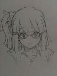  akizuki_ritsuko aouma face glasses idolmaster monochrome scan sketch solo traditional_media 