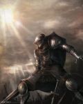  armor arrow chain chains dark_souls epic full_armor helm helmet highres jay_b_lee knight_of_astora_oscar manly shield signature sun sword watermark weapon 