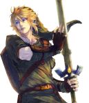  blonde_hair blue_eyes link master_sword nintendo shield sword the_legend_of_zelda twilight_princess wind 