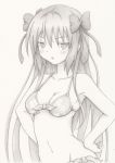  bad_id bikini blush breasts hands_on_hips kinta_(distortion) long_hair mayoi_neko_overrun! serizawa_fumino solo swimsuit traditional_media very_long_hair 