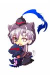  animal_ears animal_hood animalization armor berserker_(fate/zero) cat_ears cat_tail chibi fate/stay_night fate/zero fate_(series) grey_eyes helmet heterochromia hoodie kemonomimi_mode lizard male matou_kariya tail white_background white_eyes white_hair yushouxidengjilang 