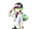  blue_eyes green_hair hat jewelry male mati_(mksa) n_(pokemon) necklace pokemon pokemon_(game) pokemon_black_and_white pokemon_bw simple_background solo white_background 