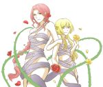  biaji blonde_hair braid breasts fate/stay_night fate/zero fate_(series) flower gae_buidhe gae_dearg long_hair multiple_girls personification polearm red_eyes red_hair red_rose redhead ribbon rose spear thorns weapon yellow_eyes yellow_rose 