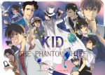  brown_hair cape character_name detective_conan disguise dove hakuba_saguru hat headphones highres jewelry kaito_kid kudou_shin'ichi kudou_shinichi kuroba_kaitou magic_kaito mask meitantei_conan multiple_persona shiratori_ninzaburou short_hair sky star star_(sky) starry_sky top_hat tosyoen 