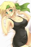  armpits artist_request bandana bandanna blonde_hair blue_eyes breasts cleavage green_eyes headband highres impossible_clothes impossible_clothing impossible_shirt kanikame large_breasts long_hair lying metal_max shirt sleeveless sleeveless_shirt soldier_(metal_max) solo source_request thigh-highs thighhighs white_legwear 