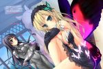  accel_world armor bankoku_ayuya bare_shoulders black_hair blonde_hair blue_eyes blush boku_wa_tomodachi_ga_sukunai breasts butterfly butterfly_hair_ornament butterfly_wings cleavage cosplay cover cover_page dutch_angle elbow_gloves frown gloves hair_ornament hairband holding kashiwazaki_sena kuro_yuki_hime kuro_yuki_hime_(cosplay) kuroyukihime large_breasts leg_hug long_hair looking_at_viewer mikazuki_yozora multiple_girls purple_eyes sideboob silver_crow_(cosplay) sitting violet_eyes window wings 