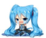  animal_ears aqua_eyes aqua_hair blue_eyes blue_hair cat_ears chibi detached_sleeves hatsune_miku hazza01 kemonomimi_mode long_hair necktie sitting skirt sleeves_past_wrists solo tears thigh-highs thighhighs transparent_background twintails very_long_hair vocaloid wavy_mouth 