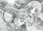  absurdres blush breasts highres hoshizora_e_kakaru_hashi long_hair monochrome rinsu solo toudou_tsumugi traditional_media very_long_hair 