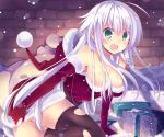  christmas cleavage mishima_kurone original thigh-highs thighhighs torn_clothes 