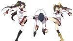  angry black_hair blue_eyes boots brown_hair green_eyes groin_attack groin_kick huang_lingyin infinite_stratos kicking knee_boots orimura_ichika ouch ponytail shinonono_houki teamwork thighhighs transparent_background twintails uniform zettai_ryouiki 