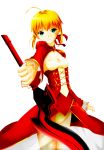  absurdres aestus_estus bad_id blonde_hair breasts fate/extra fate/stay_night fate_(series) green_eyes highres kinta_(distortion) saber_extra solo sword weapon 