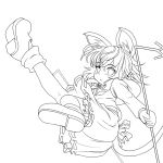  1girl animal_ears dowsing_rod ishikkoro lineart monochrome mouse_ears mouse_tail nazrin short_hair solo tail touhou 