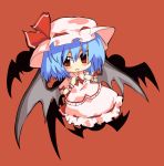  bat bat_wings blue_hair chibi gin_(shioyude) hat red_eyes remilia_scarlet solo touhou wings 