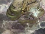  antlers cloud copyright_request dragon eastern_dragon floating flying g.river lightning magic orb red_eyes scales storm whiskers 