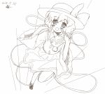  1girl blush dated hat komeiji_koishi looking_at_viewer mille monochrome open_mouth short_hair signature simple_background sketch smile solo third_eye touhou white_background 