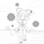 1girl animal_ears basket closed_eyes ishikkoro mouse mouse_ears musical_note nazrin short_hair sitting smile solo tail touhou 