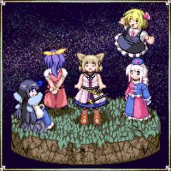  blonde_hair faux_figurine hakoniwa lowres multiple_girls muyue_mitsudou rumia star_sapphire the_embodiment_of_scarlet_devil touhou toyosatomimi_no_miko watatsuki_no_yorihime yagokoro_eirin youkai 