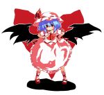  ascot bat_wings blue_hair gin_(shioyude) hands_on_hips hat red_eyes remilia_scarlet solo touhou wings wrist_cuffs 
