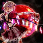  bandage bandages blood fingernails flandre_scarlet from_behind full_moon hat holding long_fingernails moon nosaki_tsubasa outstretched_arm red_moon skull solo teenage the_embodiment_of_scarlet_devil touhou wings 