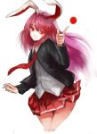  alternate_color animal_ears bad_id blazer blush bunny_ears daro_(645046276) jacket long_hair necktie no_nose pleated_skirt purple_hair red_eyes reisen_udongein_inaba skirt smile solo touhou 