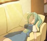  book breasts closed_eyes couch daiyousei edamame_(barium) eyes_closed green_hair lying short_hair side_ponytail skirt sleeping solo sunlight touhou 