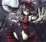  black_legwear f_kz full_moon moon mystia_lorelei night niht open_hands outstretched_arms solo thighhighs touhou wings 